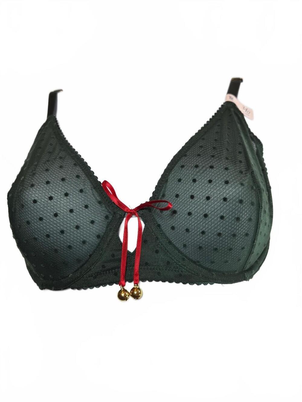 Victoria’s Secret Unlined Demi Bra 34D Green Sheer Dot Holiday Bells NWT
